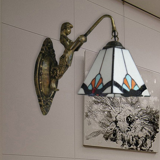 Vivolux | 1 Kopf Wandmontage Lichtarmatur Tiffany Pyramid Weiß Glas Wandlicht für Korridor