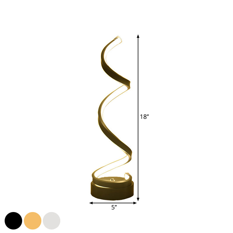 Vivolux | Spiral Ribbon Metall Tischlampe Einfachheit Schwarz/Weiß/Gold LED Arbeitsbeleuchtung mit Kreisfuß in Warm/Weiß Licht