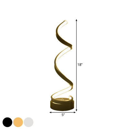 Vivolux | Spiral Ribbon Metall Tischlampe Einfachheit Schwarz/Weiß/Gold LED Arbeitsbeleuchtung mit Kreisfuß in Warm/Weiß Licht