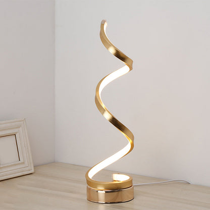 Vivolux | Spiral Ribbon Metall Tischlampe Einfachheit Schwarz/Weiß/Gold LED Arbeitsbeleuchtung mit Kreisfuß in Warm/Weiß Licht