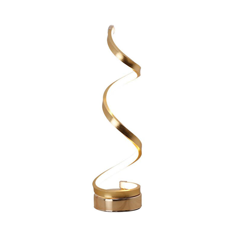 Vivolux | Spiral Ribbon Metall Tischlampe Einfachheit Schwarz/Weiß/Gold LED Arbeitsbeleuchtung mit Kreisfuß in Warm/Weiß Licht