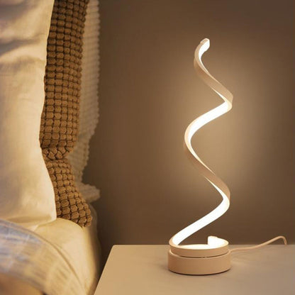 Vivolux | Spiral Ribbon Metall Tischlampe Einfachheit Schwarz/Weiß/Gold LED Arbeitsbeleuchtung mit Kreisfuß in Warm/Weiß Licht