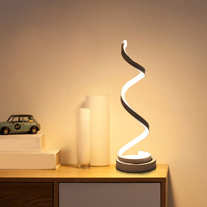Vivolux | Spiral Ribbon Metall Tischlampe Einfachheit Schwarz/Weiß/Gold LED Arbeitsbeleuchtung mit Kreisfuß in Warm/Weiß Licht