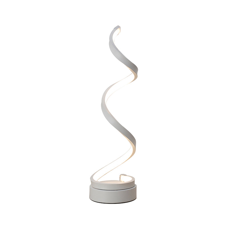 Vivolux | Spiral Ribbon Metall Tischlampe Einfachheit Schwarz/Weiß/Gold LED Arbeitsbeleuchtung mit Kreisfuß in Warm/Weiß Licht
