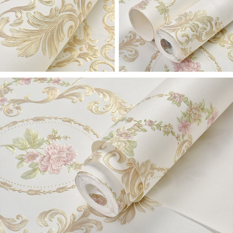 Vivolux | Pastel Kleur 3D Geëtste Bloem Decoratieve Niet-Gelijmde Behang, 33' x 20.5"