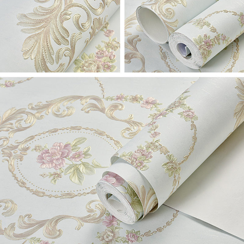 Vivolux | Pastel Kleur 3D Geëtste Bloem Decoratieve Niet-Gelijmde Behang, 33' x 20.5"