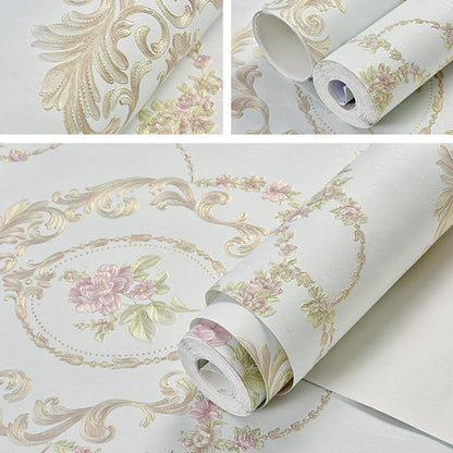 Vivolux | Pastel Kleur 3D Geëtste Bloem Decoratieve Niet-Gelijmde Behang, 33' x 20.5"