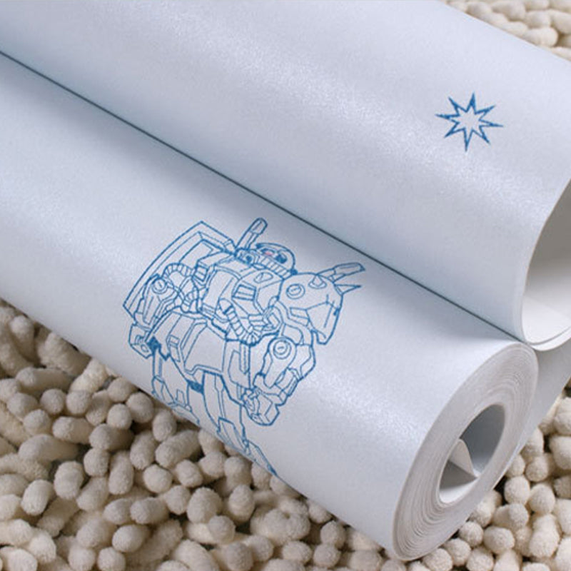 Vivolux | Nicht-klebendes Wallpaper mit Cartoon-Roboter- und Astronautenmuster für Jungen, 52 cm x 10 m