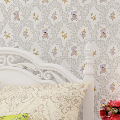 Vivolux | Natuurlijke Kleur Cartoon Beer Niet-geplakte Behang voor Meisjes Slaapkamer, 20,5 in x 33 ft