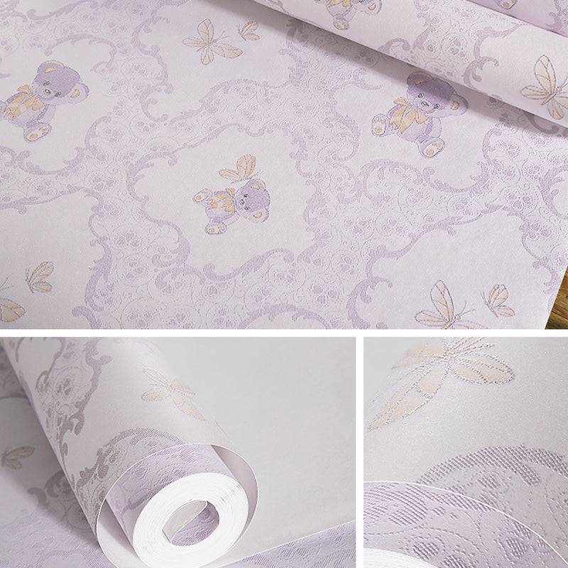 Vivolux | Natuurlijke Kleur Cartoon Beer Niet-geplakte Behang voor Meisjes Slaapkamer, 20,5 in x 33 ft