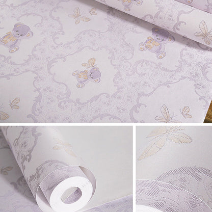 Vivolux | Natuurlijke Kleur Cartoon Beer Niet-geplakte Behang voor Meisjes Slaapkamer, 20,5 in x 33 ft