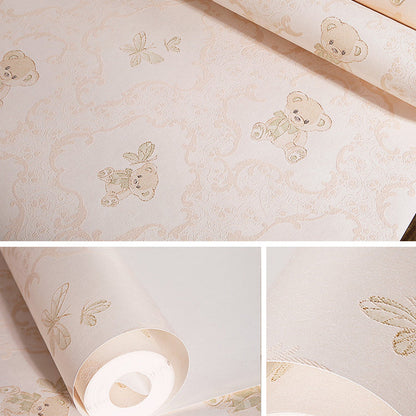 Vivolux | Natuurlijke Kleur Cartoon Beer Niet-geplakte Behang voor Meisjes Slaapkamer, 20,5 in x 33 ft