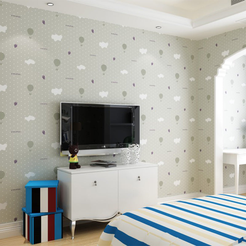 Vivolux | 20,5" B x 33' L Romantisch Minimalistisch Cartoon Luftballon Ungestrichene Tapete für Mädchen