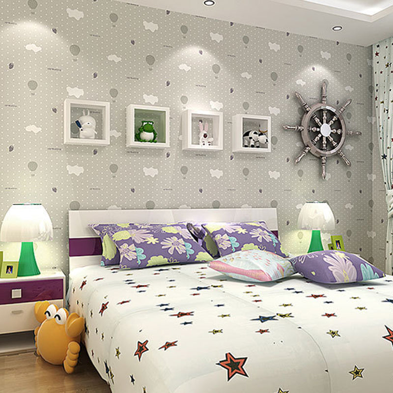 Vivolux | 20,5" B x 33' L Romantisch Minimalistisch Cartoon Luftballon Ungestrichene Tapete für Mädchen