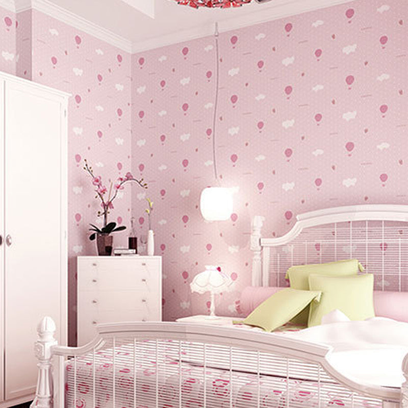 Vivolux | 20,5" B x 33' L Romantisch Minimalistisch Cartoon Luftballon Ungestrichene Tapete für Mädchen