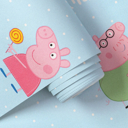 Vivolux | Schöne blaue Schwein Nicht-klebende Tapete für Jungen und Mädchen, 33 Fuß x 20,5 Zoll
