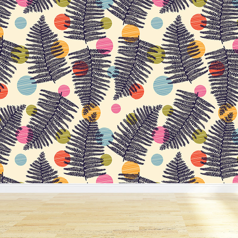 Vivolux | Botanischer Blattdruck Tapete Wandmalerei Zeitgenössische Vlies Wandkunst in dunkler Farbe