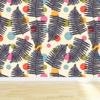 Vivolux | Botanischer Blattdruck Tapete Wandmalerei Zeitgenössische Vlies Wandkunst in dunkler Farbe