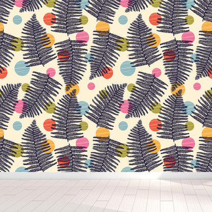 Vivolux | Botanischer Blattdruck Tapete Wandmalerei Zeitgenössische Vlies Wandkunst in dunkler Farbe