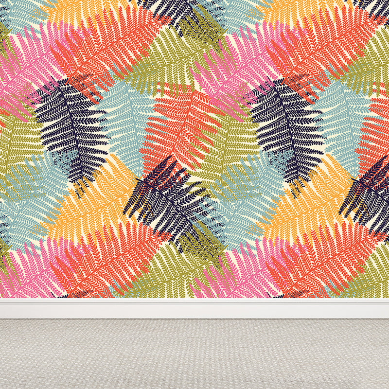 Vivolux | Botanischer Blattdruck Tapete Wandmalerei Zeitgenössische Vlies Wandkunst in dunkler Farbe