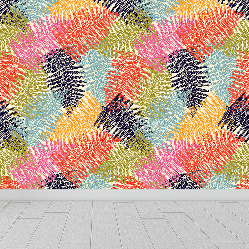 Vivolux | Botanischer Blattdruck Tapete Wandmalerei Zeitgenössische Vlies Wandkunst in dunkler Farbe