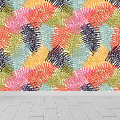 Vivolux | Botanischer Blattdruck Tapete Wandmalerei Zeitgenössische Vlies Wandkunst in dunkler Farbe