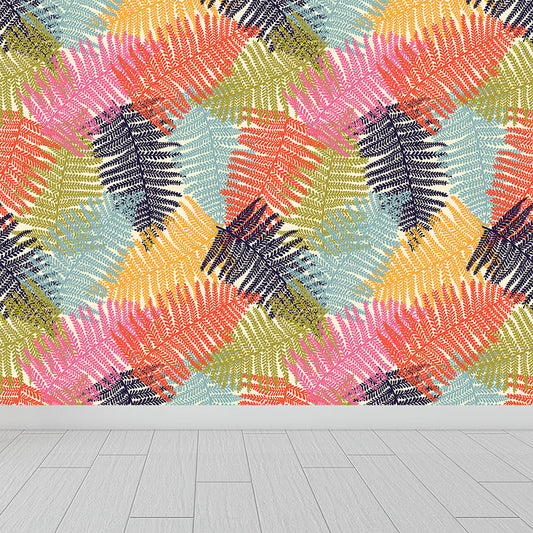 Vivolux | Botanischer Blattdruck Tapete Wandmalerei Zeitgenössische Vlies Wandkunst in dunkler Farbe