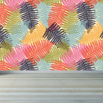 Vivolux | Botanischer Blattdruck Tapete Wandmalerei Zeitgenössische Vlies Wandkunst in dunkler Farbe