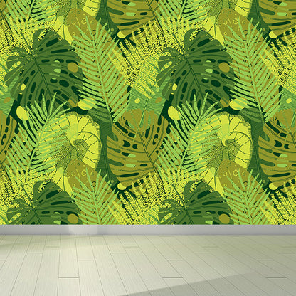 Vivolux | Botanischer Blattdruck Tapete Wandmalerei Zeitgenössische Vlies Wandkunst in dunkler Farbe