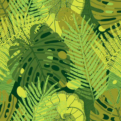 Vivolux | Botanischer Blattdruck Tapete Wandmalerei Zeitgenössische Vlies Wandkunst in dunkler Farbe