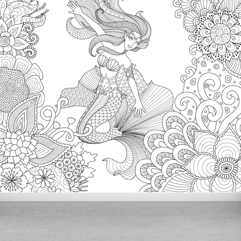 Vivolux | Kinderen Fantasy Geheim Tuin Muur Decal Zwart-wit Waterdichte Wandkunst voor Kamer