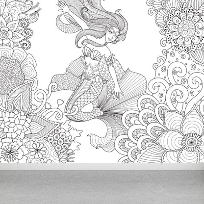 Vivolux | Kinderen Fantasy Geheim Tuin Muur Decal Zwart-wit Waterdichte Wandkunst voor Kamer