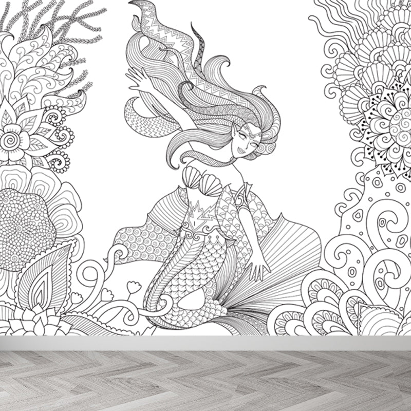 Vivolux | Kinderen Fantasy Geheim Tuin Muur Decal Zwart-wit Waterdichte Wandkunst voor Kamer