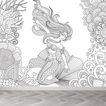 Vivolux | Kinderen Fantasy Geheim Tuin Muur Decal Zwart-wit Waterdichte Wandkunst voor Kamer