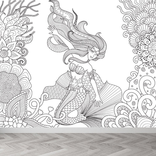 Vivolux | Kinderen Fantasy Geheim Tuin Muur Decal Zwart-wit Waterdichte Wandkunst voor Kamer