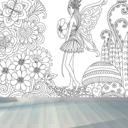 Vivolux | Kinderen Fantasy Geheim Tuin Muur Decal Zwart-wit Waterdichte Wandkunst voor Kamer