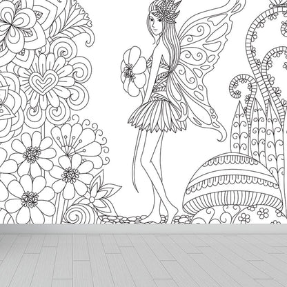 Vivolux | Kinderen Fantasy Geheim Tuin Muur Decal Zwart-wit Waterdichte Wandkunst voor Kamer