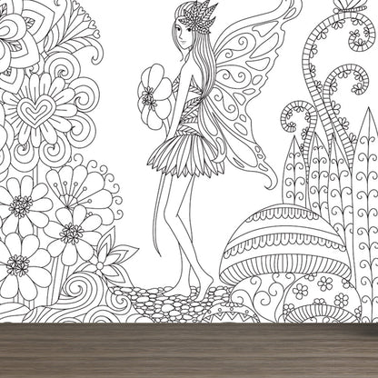 Vivolux | Kinderen Fantasy Geheim Tuin Muur Decal Zwart-wit Waterdichte Wandkunst voor Kamer