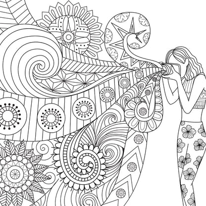 Vivolux | Art Deco Bloeiend Wandtapijt Zwart en Wit Vlekbestendige Wandbekleding voor Meisjeskamer