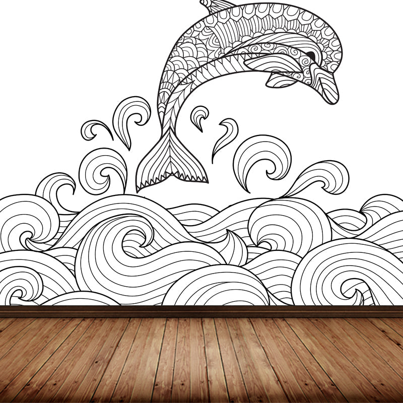 Vivolux | Art Deco Bloeiend Wandtapijt Zwart en Wit Vlekbestendige Wandbekleding voor Meisjeskamer