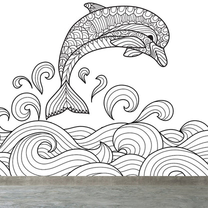 Vivolux | Art Deco Bloeiend Wandtapijt Zwart en Wit Vlekbestendige Wandbekleding voor Meisjeskamer