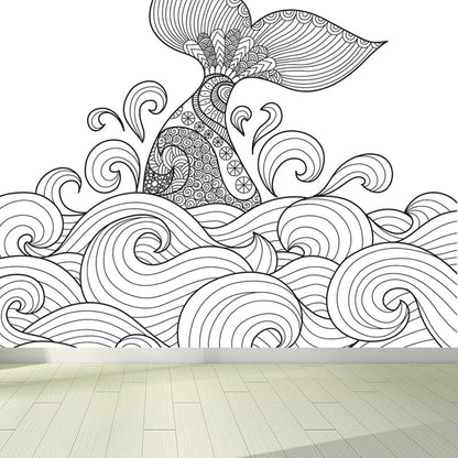 Vivolux | Handdruck Märchen Wandmalerei Schwarz und Weiß Cartoon Wanddekoration für das Kinderzimmer