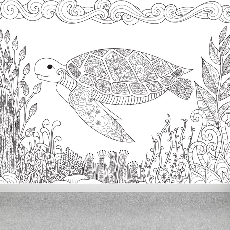 Vivolux | Handdruck Märchen Wandmalerei Schwarz und Weiß Cartoon Wanddekoration für das Kinderzimmer