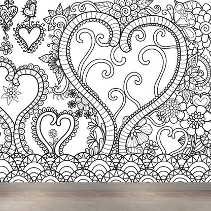 Vivolux | Zwarte en Witte Doodles Muurbehang Fantasy Kinderen Vochtbestendige Muurkunst