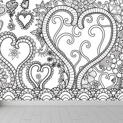 Vivolux | Zwarte en Witte Doodles Muurbehang Fantasy Kinderen Vochtbestendige Muurkunst