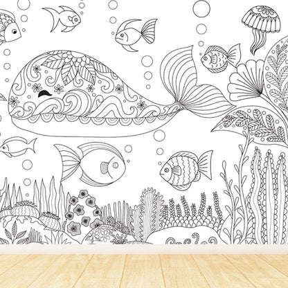 Vivolux | Zwarte en Witte Doodles Muurbehang Fantasy Kinderen Vochtbestendige Muurkunst