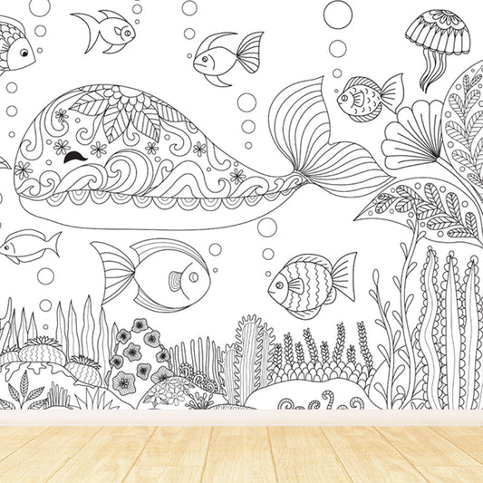 Vivolux | Zwarte en Witte Doodles Muurbehang Fantasy Kinderen Vochtbestendige Muurkunst