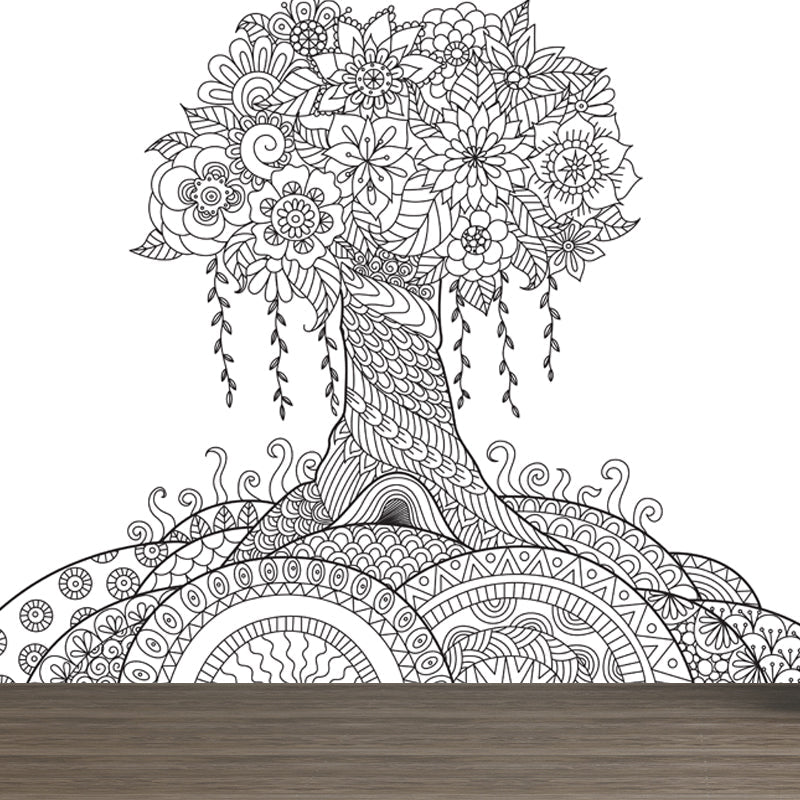 Vivolux | Zwarte en Witte Doodles Muurbehang Fantasy Kinderen Vochtbestendige Muurkunst