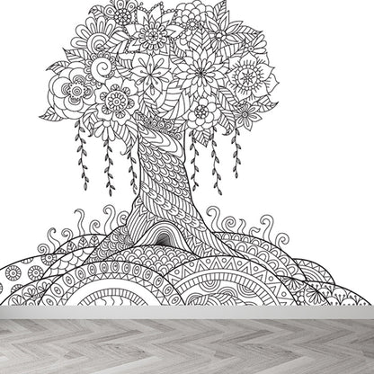 Vivolux | Zwarte en Witte Doodles Muurbehang Fantasy Kinderen Vochtbestendige Muurkunst