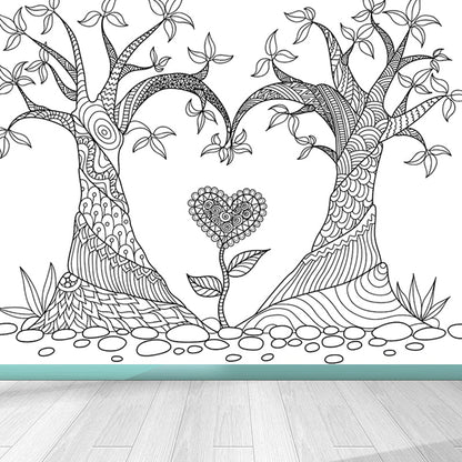 Vivolux | Zwarte en Witte Doodles Muurbehang Fantasy Kinderen Vochtbestendige Muurkunst